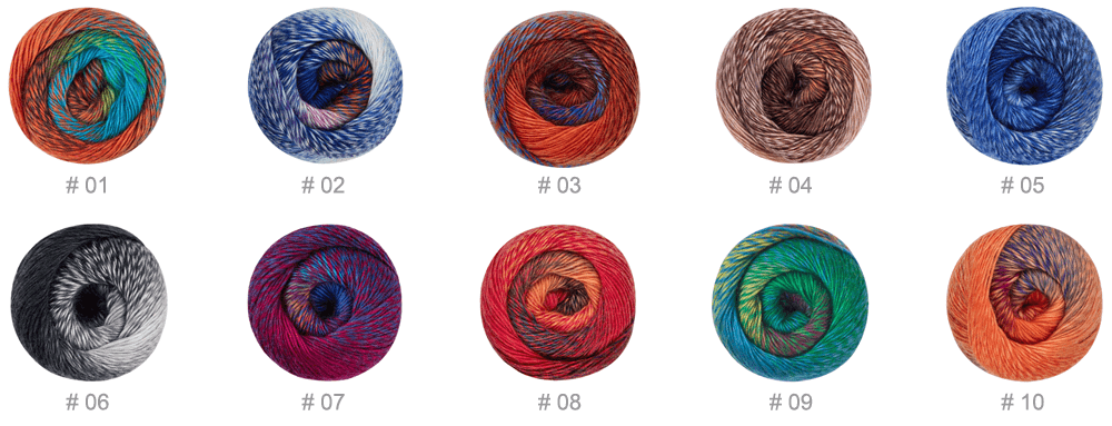 multicolor yarn, Ombre color 
